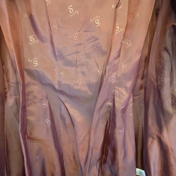 Samuel Dong Coat Women L Brown Metallic Ruffle Steampunk Satin Gothic Vintage - Picture 8 of 16